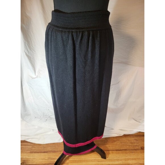 Vtge Black Art deco Erté inspired wiggle skirt Wool Size S - Picture 1 of 6